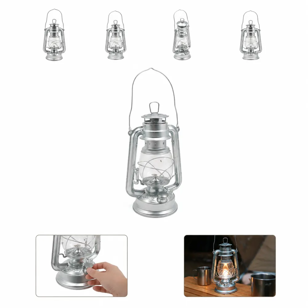 Vintage Kerosene Camping Lantern with Adjustable Flame 2