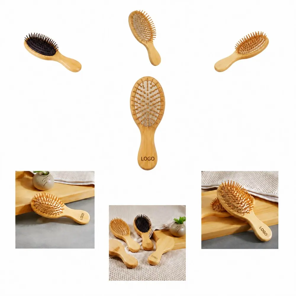 Mini Natural Bamboo Travel Hairbrush for Detangling All
