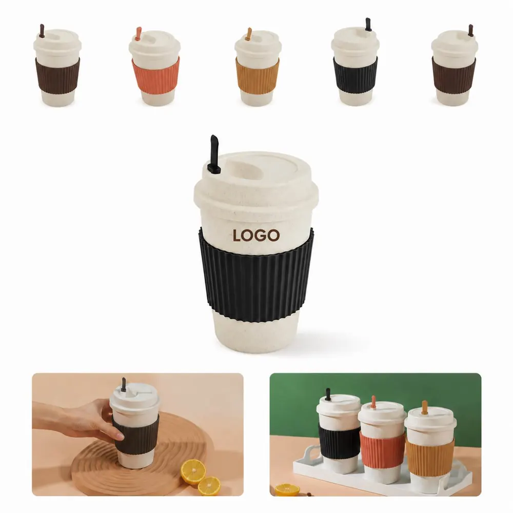 Eco Wheat Straw Coffee Cup Reusable Leak-Proof Travel Mug