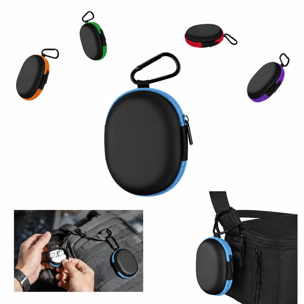 PU Leather EVA Pouch with Carabiner for Travel & Daily Use 2