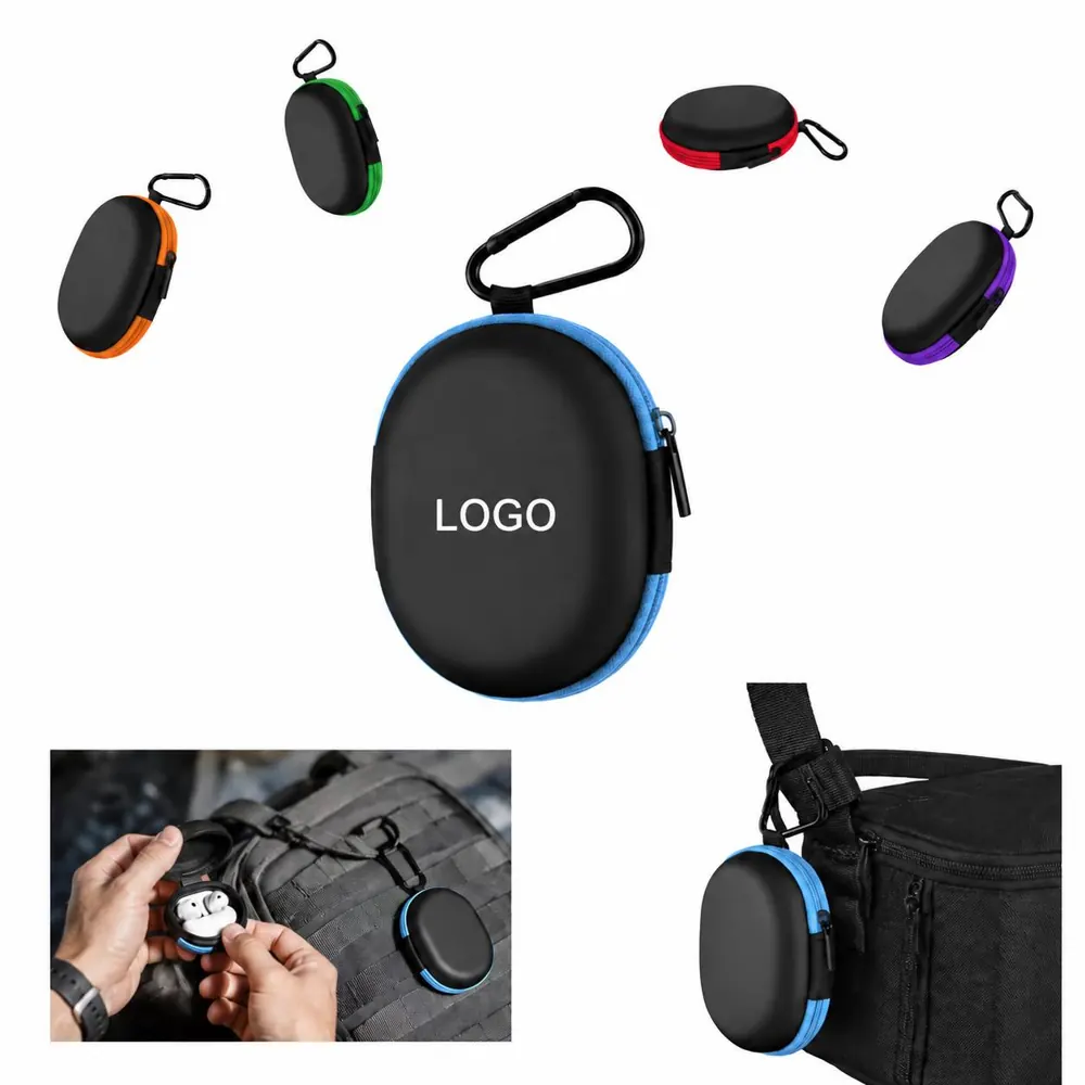 PU Leather EVA Pouch with Carabiner for Travel & Daily Use