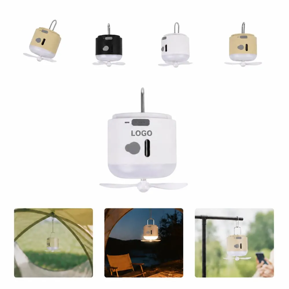Rechargeable Camping Fan Light with LED Lantern, Portable