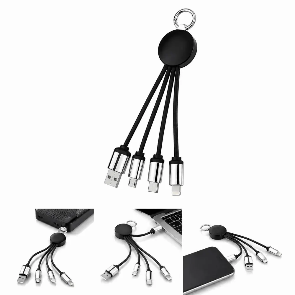 LED Logo 3-in-1 Charging Cable with Keychain 2