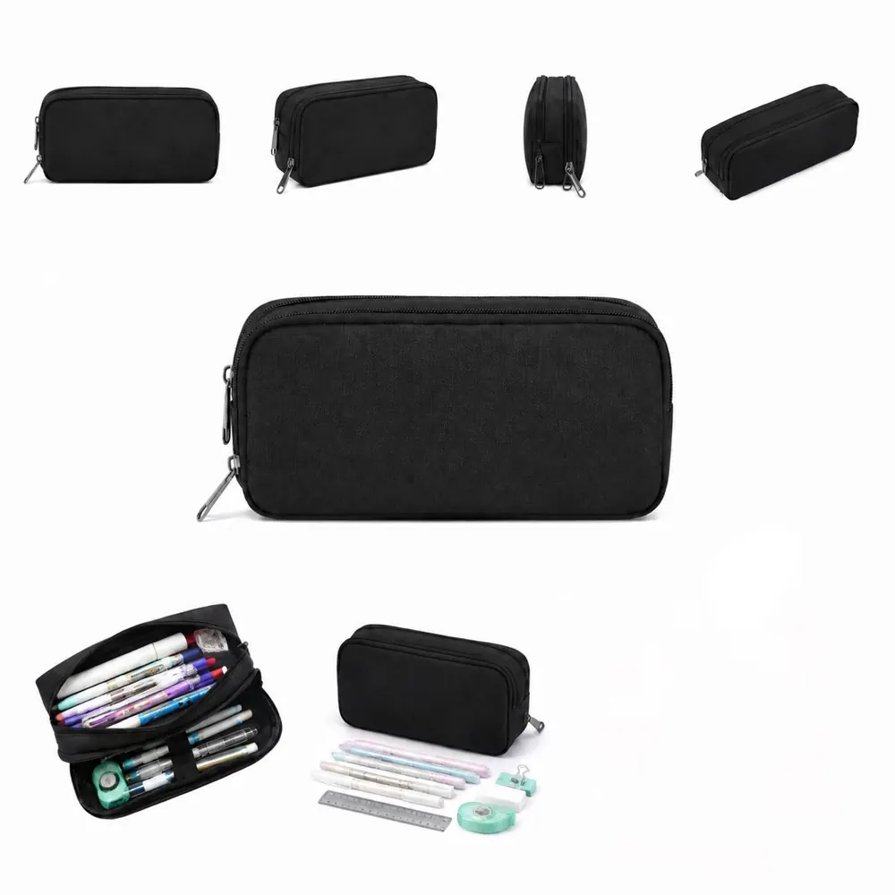 Large Capacity Double Layer Oxford Pencil Case with Zipper 2