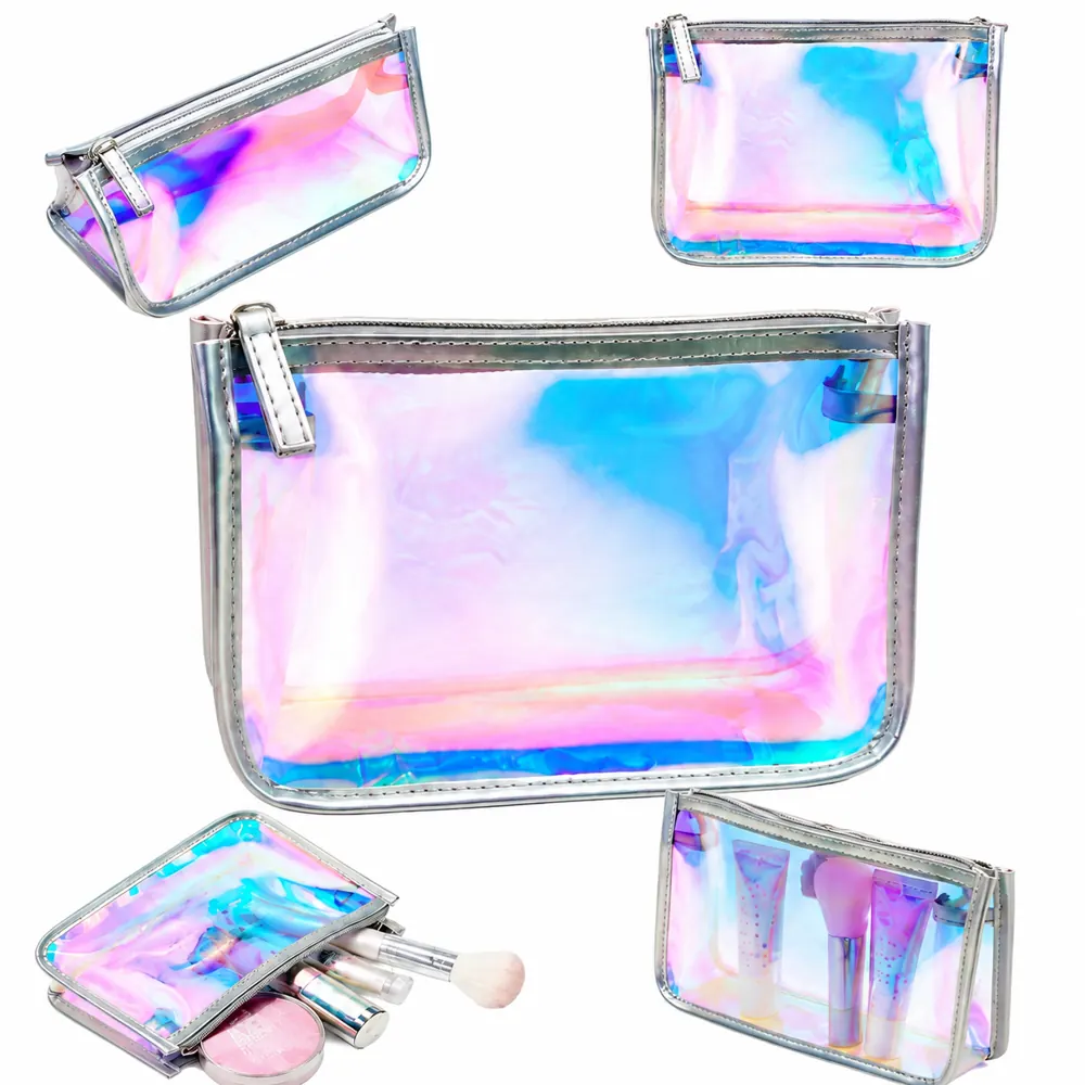 Iridescent TPU Waterproof Cosmetic Travel Pouch with Zipper 2