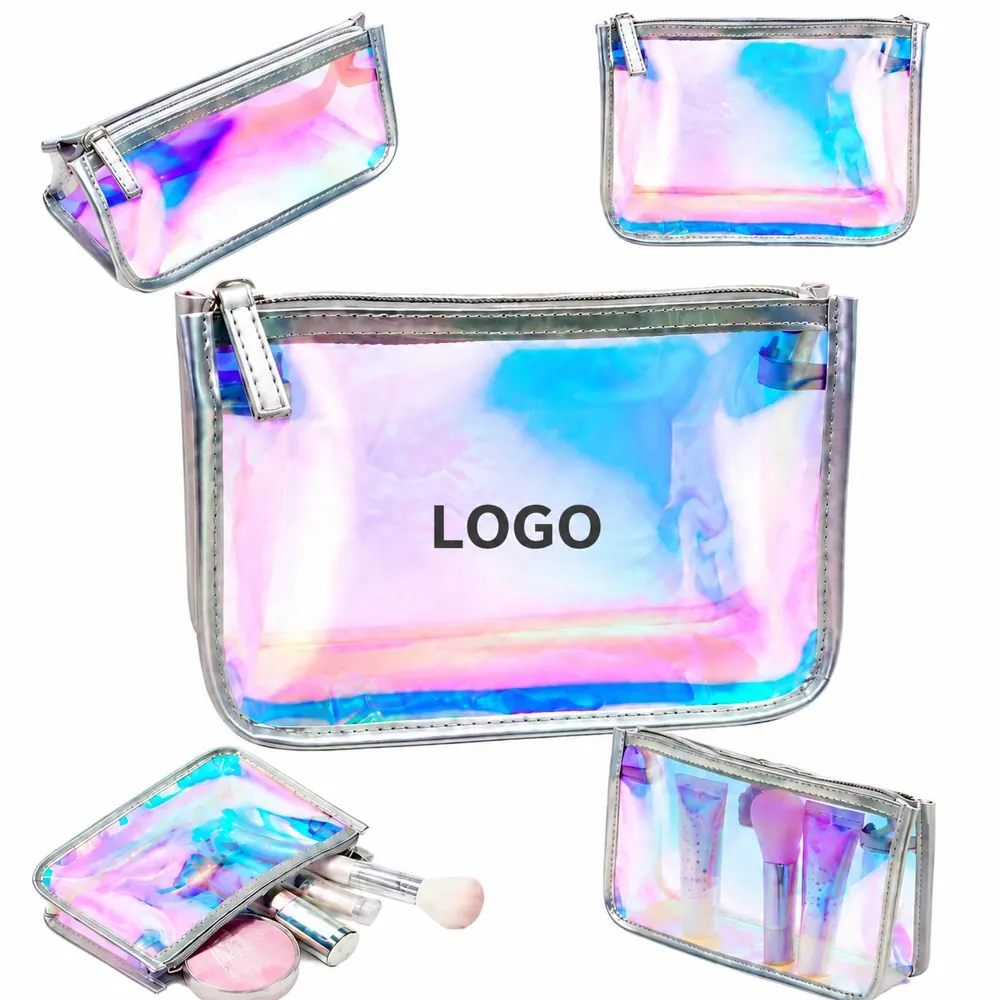 Iridescent TPU Waterproof Cosmetic Travel Pouch with Zipper