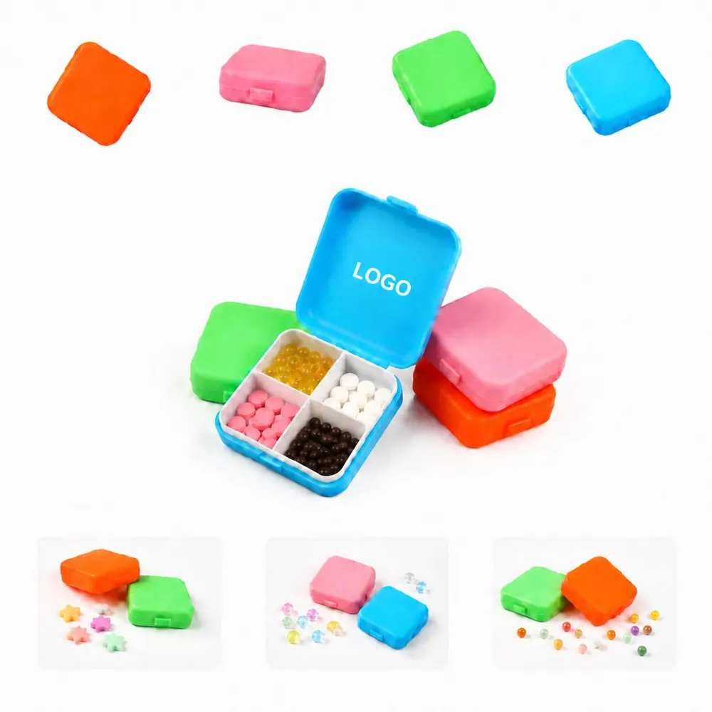 Portable 4-Compartment Pill Box with Secure Snap-Close Lid