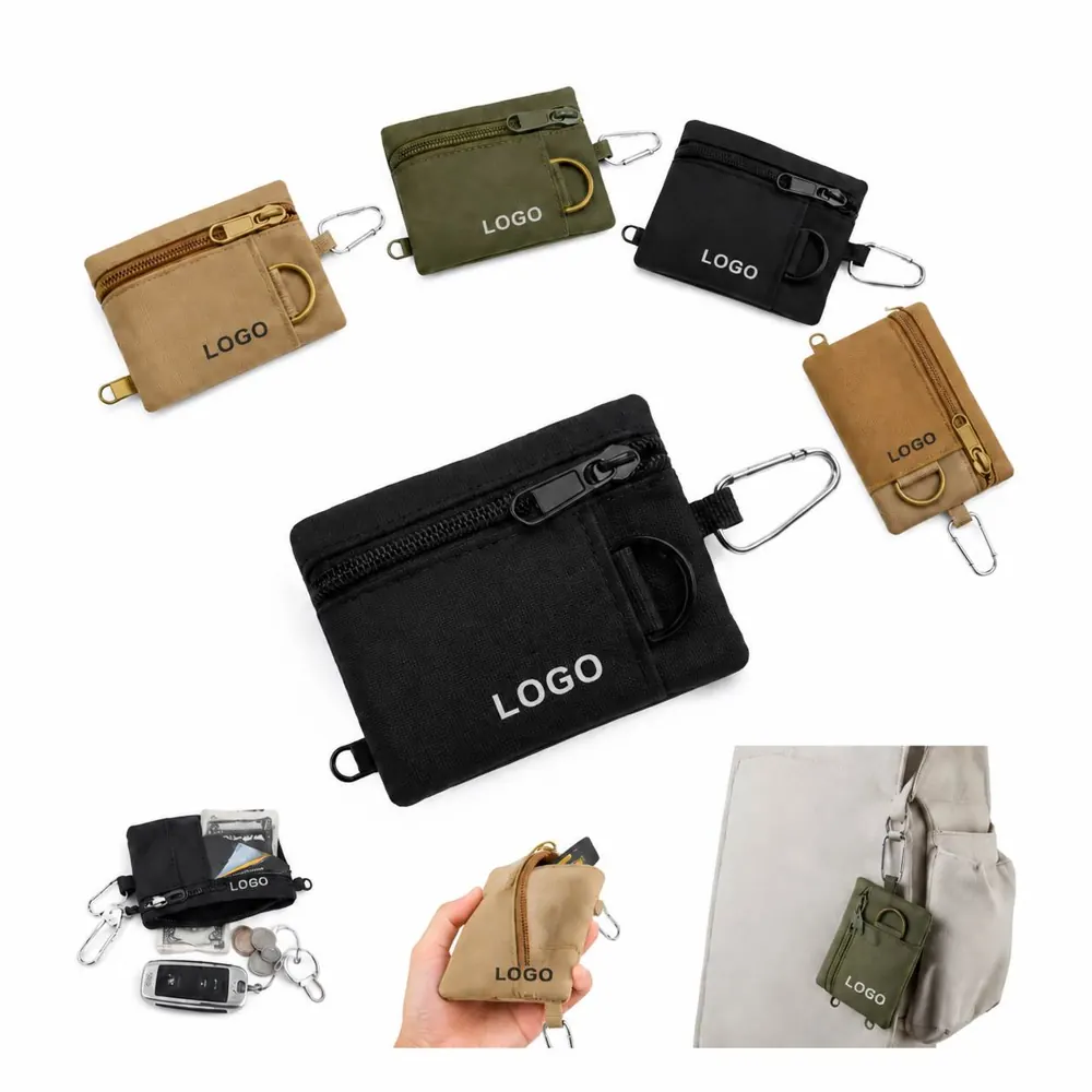 EDC Webbing Attachment Pouch with Carabiner Clip