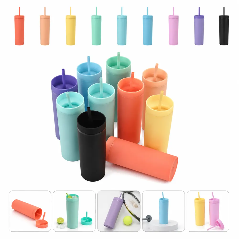 16 oz Double Wall Acrylic Straw Tumbler with Lid 2