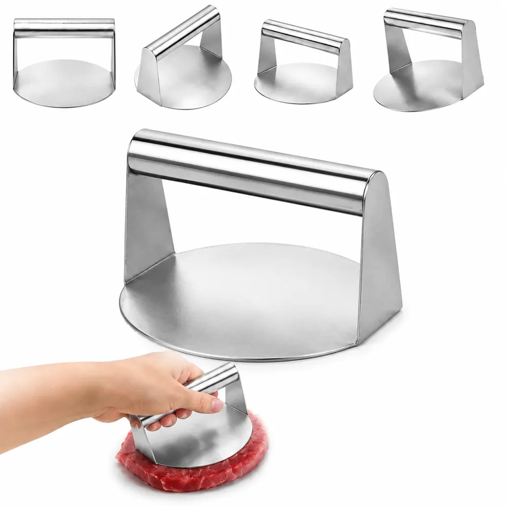 Stainless Steel Smash Burger Press, 5.5 Inch Non-Stick 2