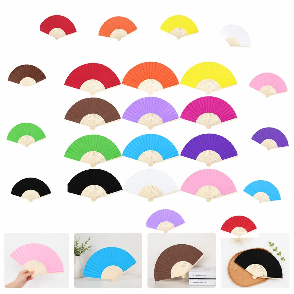 Custom Bamboo Paper Folding Fan with Natural Handle 2