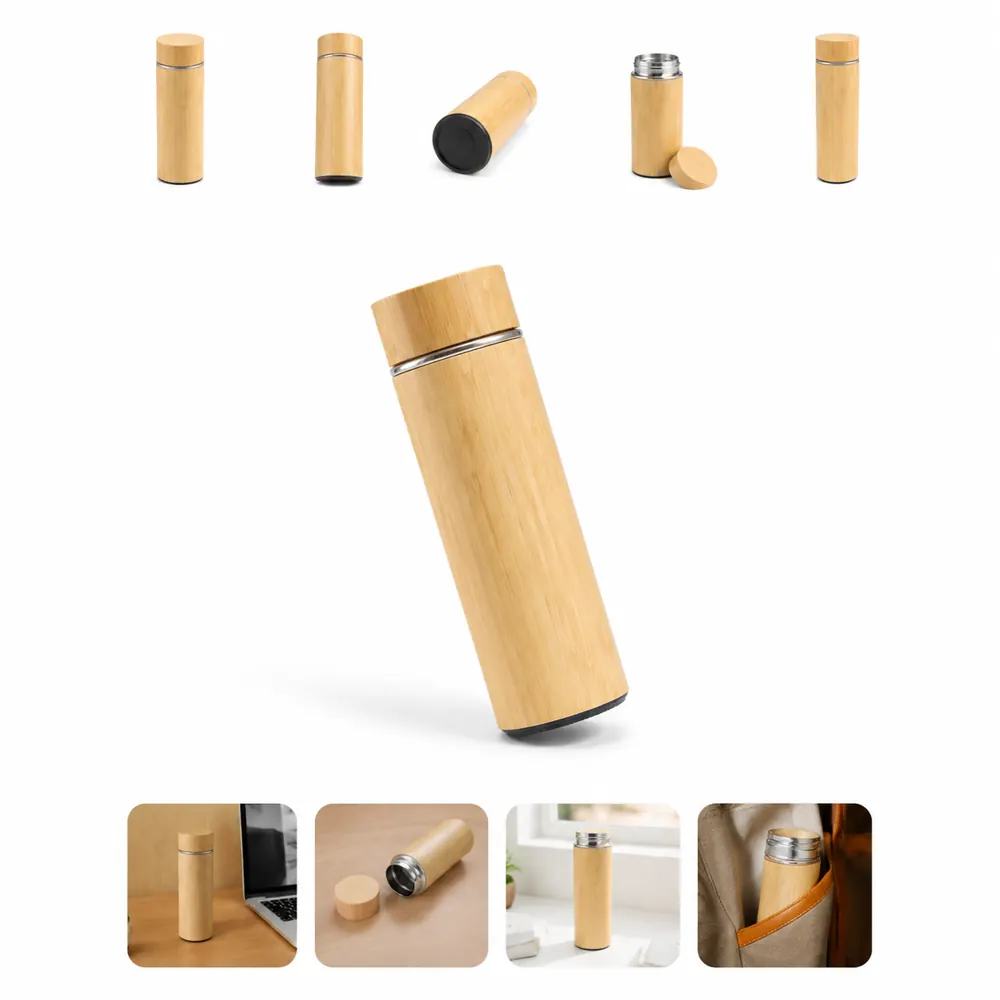 17oz Vacuum Insulated Bamboo Stainless Steel Water Bottle 2