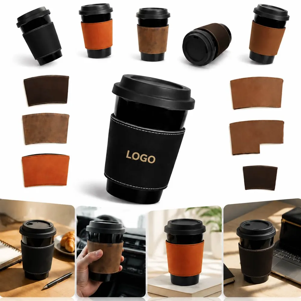 Reusable Vegan Leather Mug Sleeve for Hot & Cold Drinks