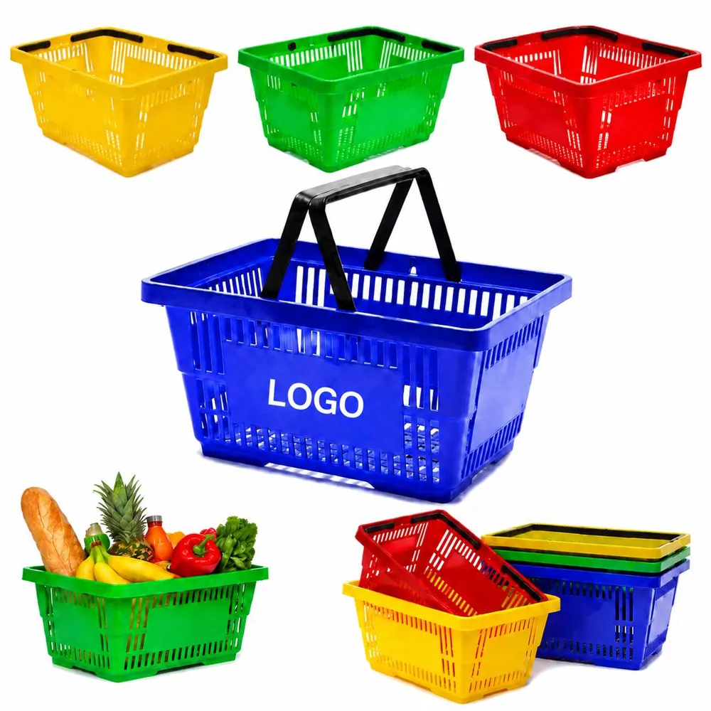 Lightweight Plastic Shopping Basket with Comfortable Handle