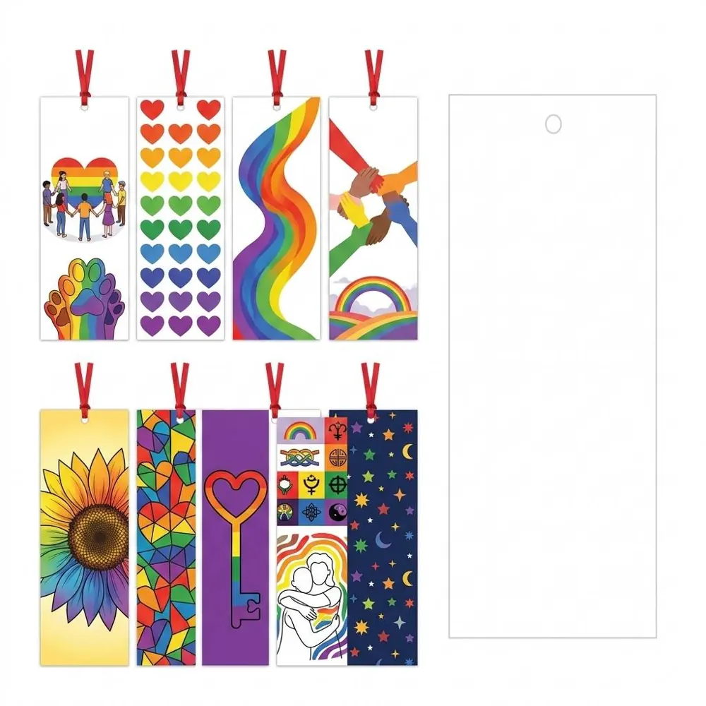 Rainbow Paper Bookmark for Reading, Customizable Design 2
