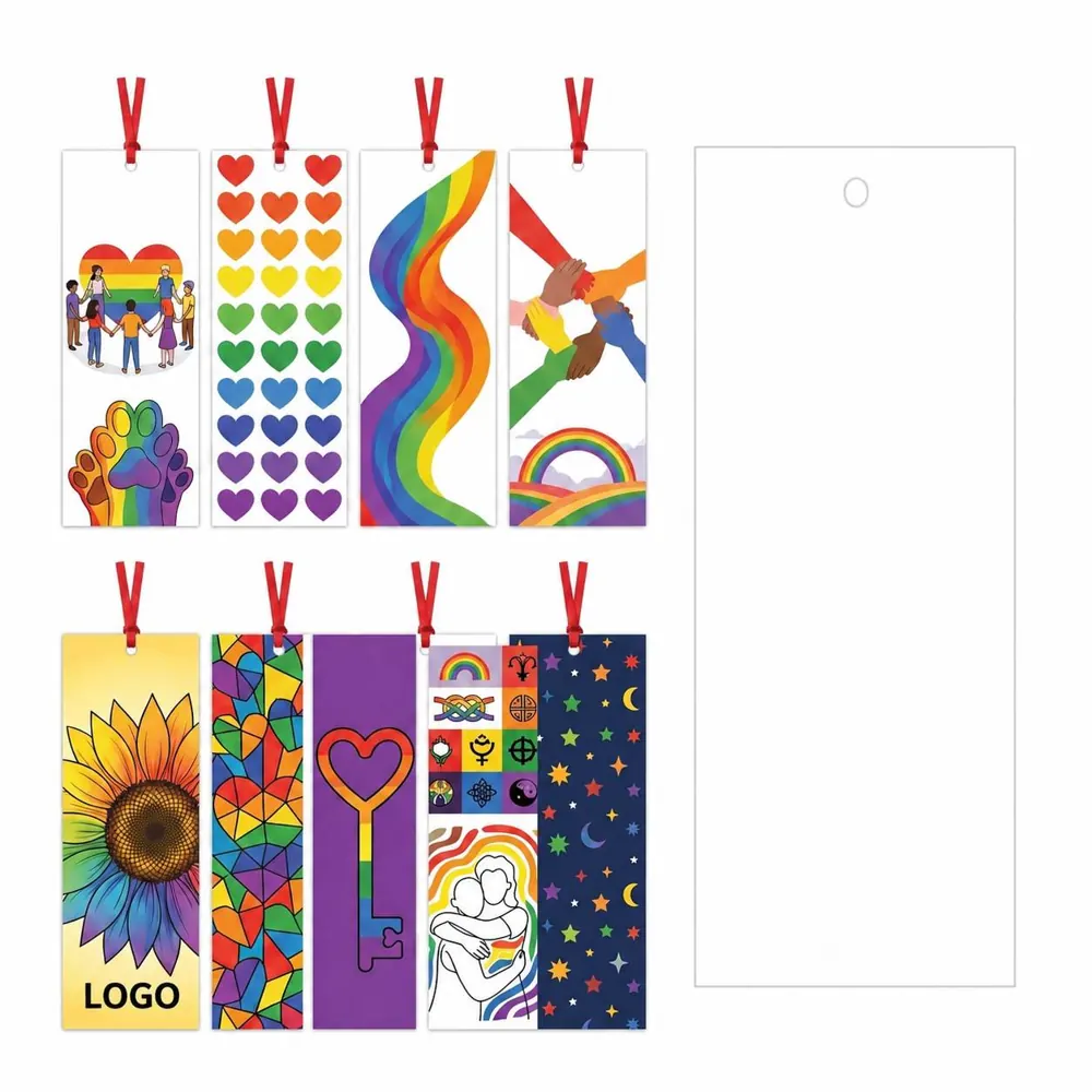 Rainbow Paper Bookmark for Reading, Customizable Design