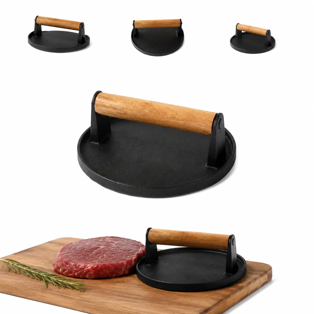 Cast Iron Burger Press for Flat, Even Patties 2
