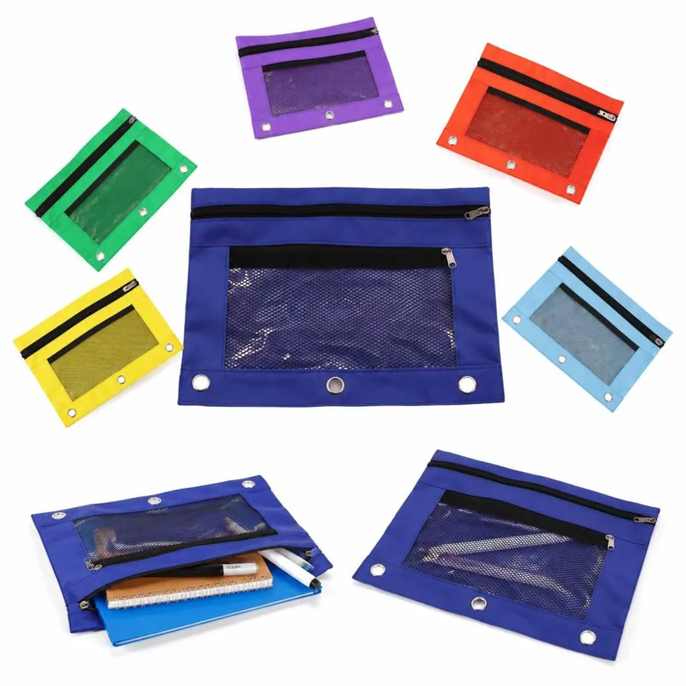 Clear Window Hole Zippered Pencil Pouch for School Office 2