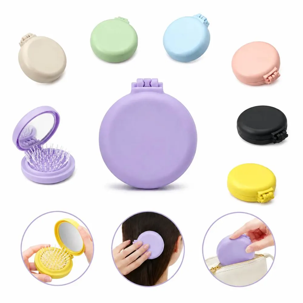 Folding Airbag Comb with Mirror for Travel Grooming 2