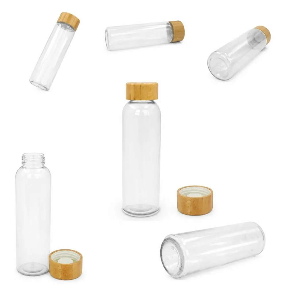 Eco Glass Water Bottle 16oz with Bamboo Lid 2