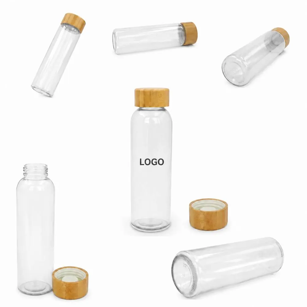 Eco Glass Water Bottle 16oz with Bamboo Lid