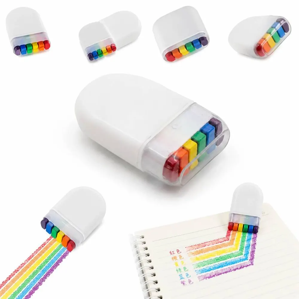 6-in-1 Rainbow Crayon Pen, 6 Colors in One, Kids Art Drawing 2