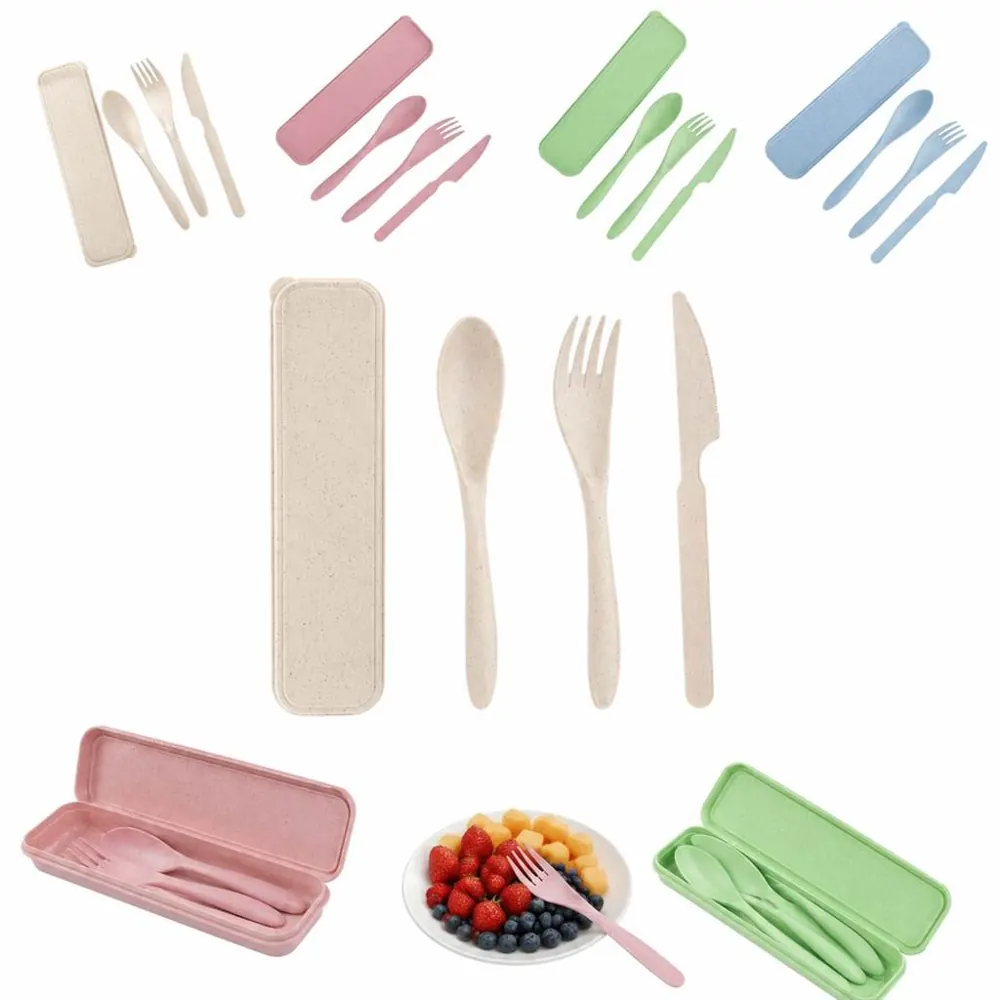 Eco Wheat Straw Cutlery Set Portable Reusable Fork Spoon 2