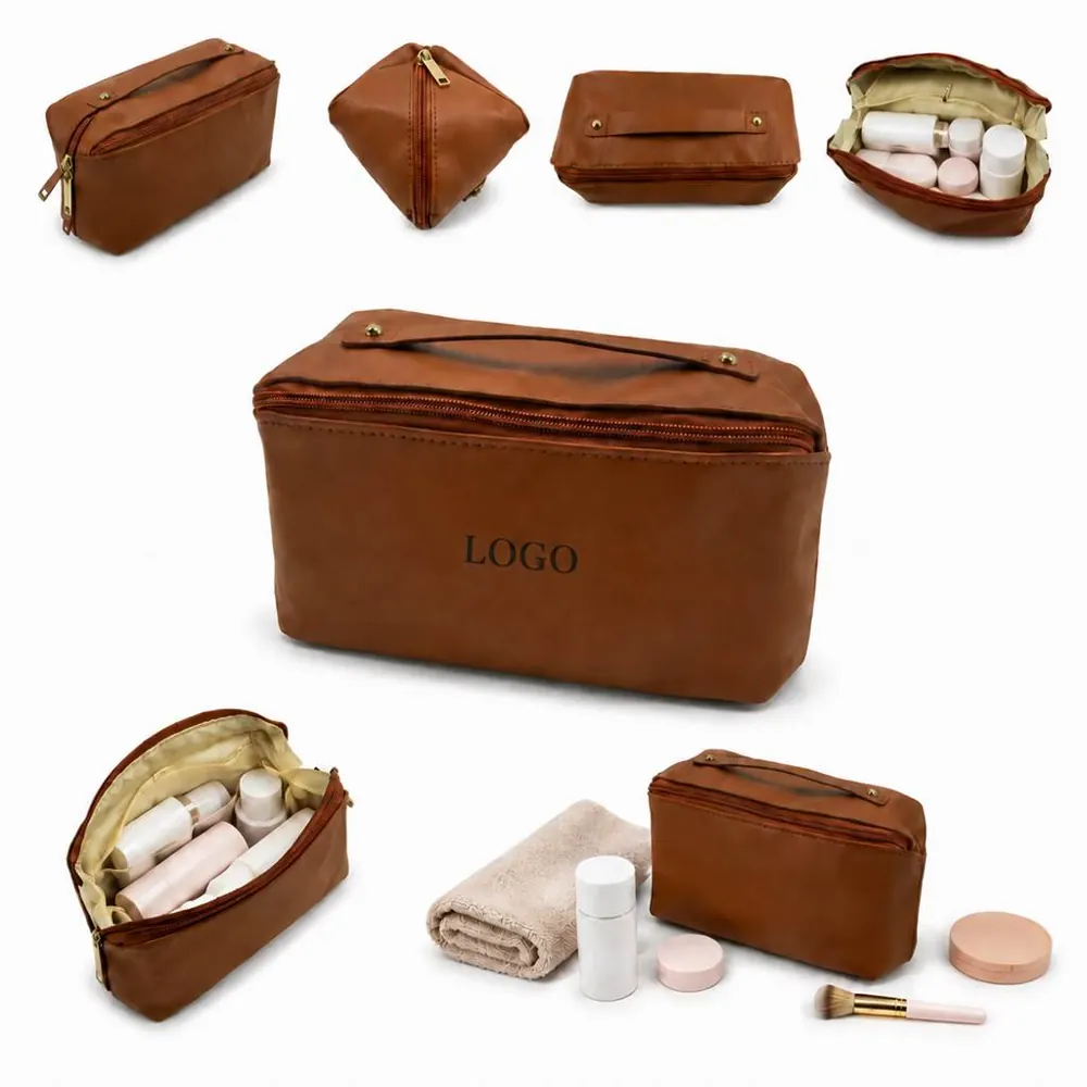 Waterproof PU Leather Travel Cosmetic Organizer Bag