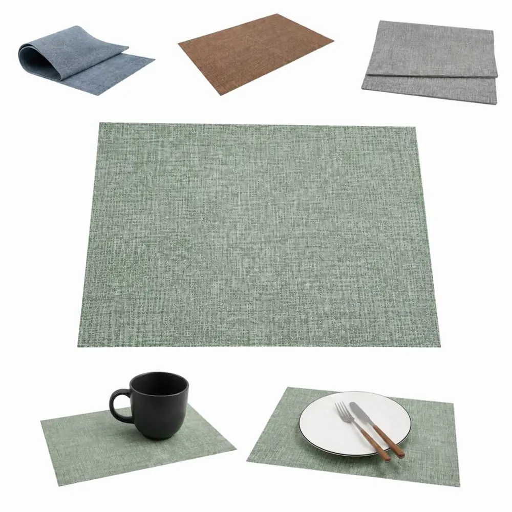 Fabric-Texture PU Leather Square Placemat for Dining Table 2