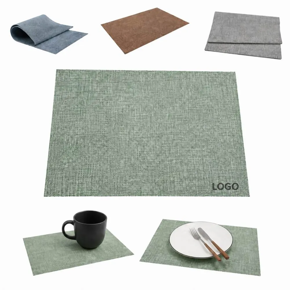 Fabric-Texture PU Leather Square Placemat for Dining Table