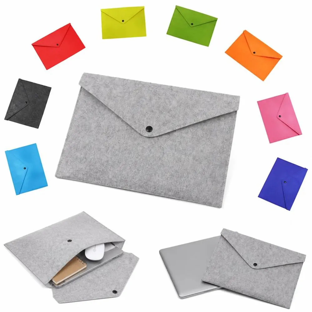 A4 Felt Snap Document Bag with Button Closure 2