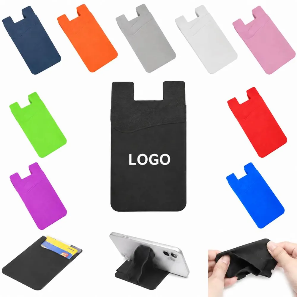 Dual Pocket Silicone Phone Card Wallet with Card Slots