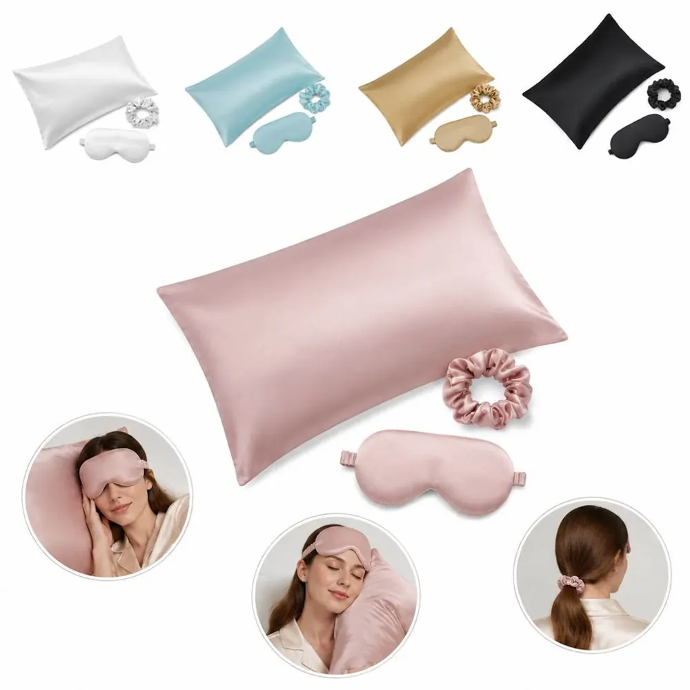 Silky Satin Sleep Set with Pillowcase, Eye Mask & Scrunchie 2