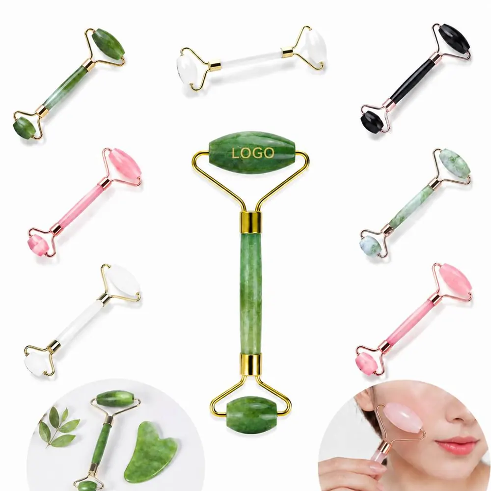 Natural Jade Face Roller & Gua Sha Set for Glowing Skin