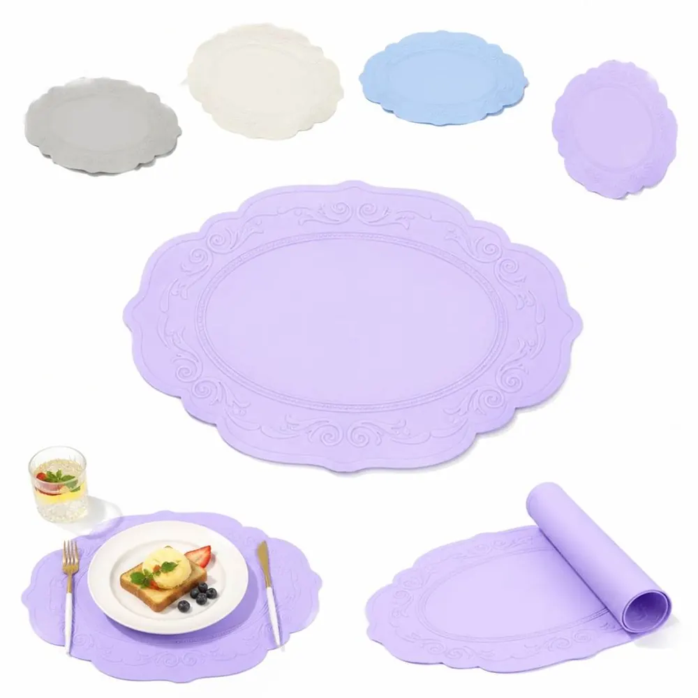 European Retro Embossed Silicone Placemat for Dining Table 2