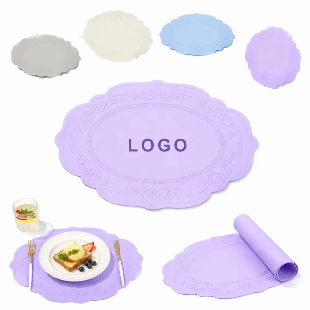 European Retro Embossed Silicone Placemat for Dining Table