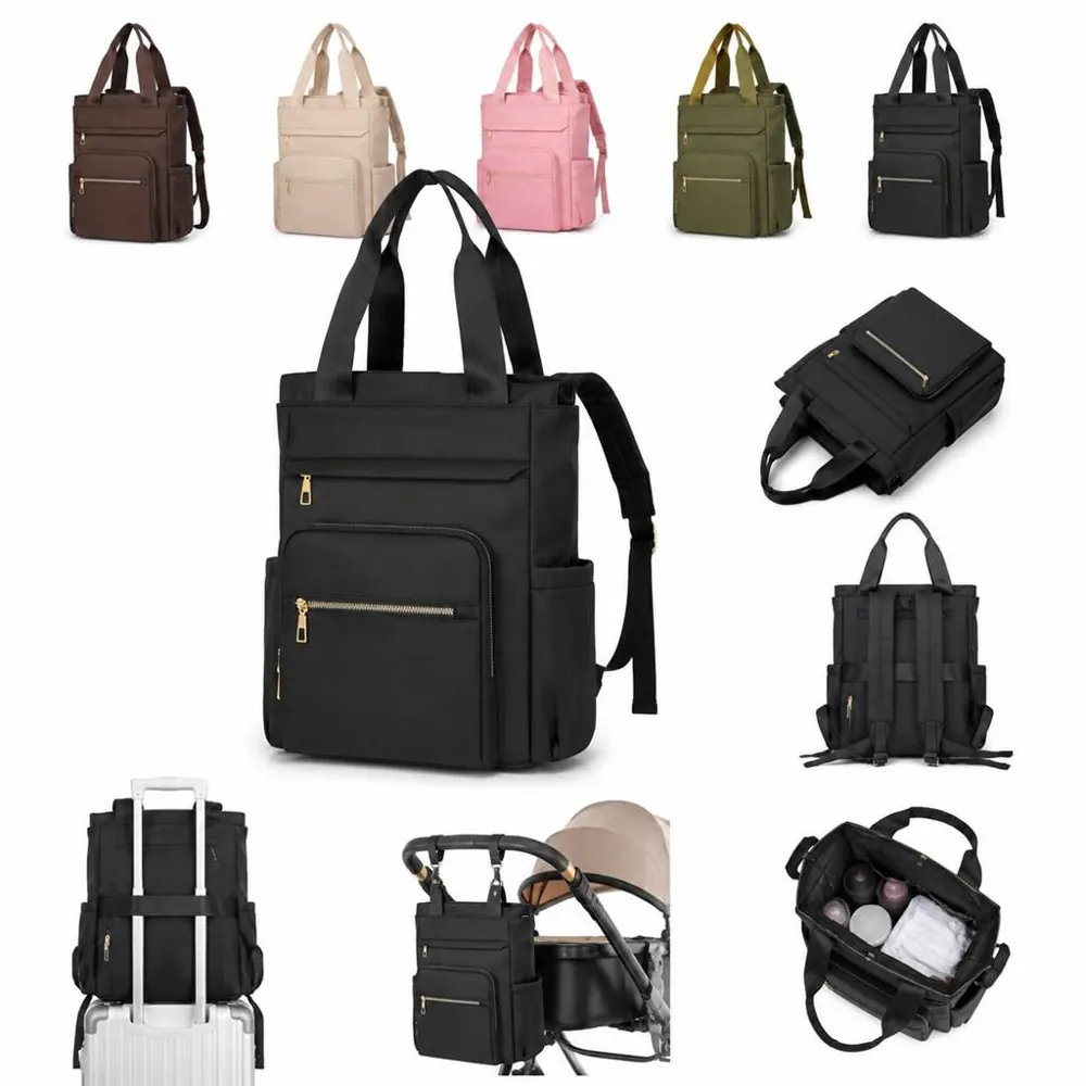 Diaper Backpack with Luggage Strap, Multi-Functional Nylon 2