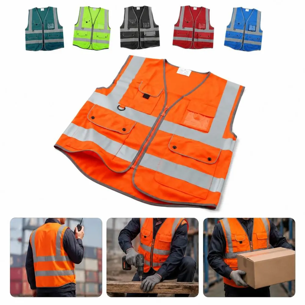 Polyester Reflective Safety Vest with Pockets Double Band 2