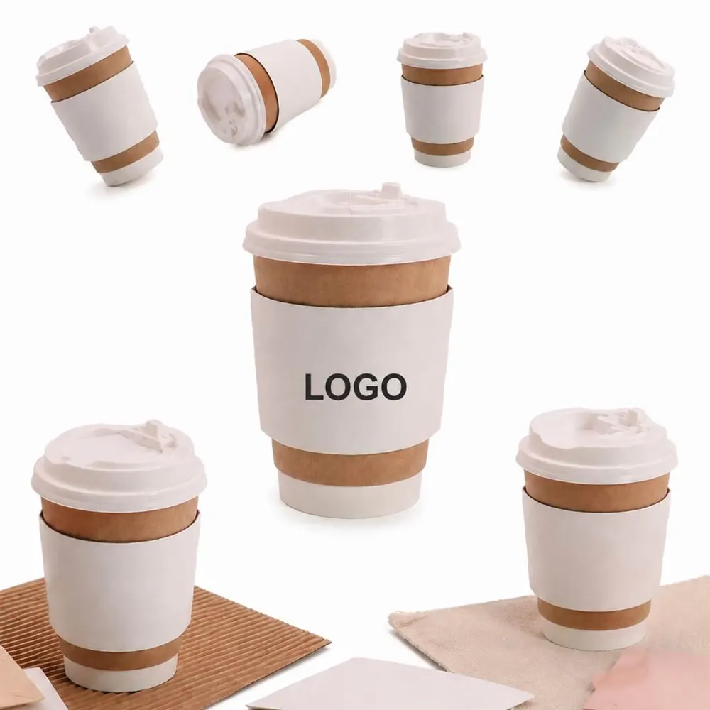 Customizable Paper Cup with Insulated Sleeve and Lid