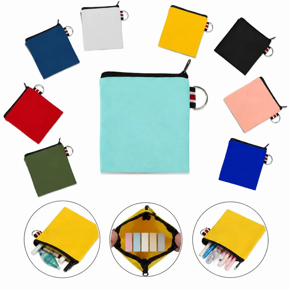 Canvas Zipper Pouch with Metal Ring for Organizing 2