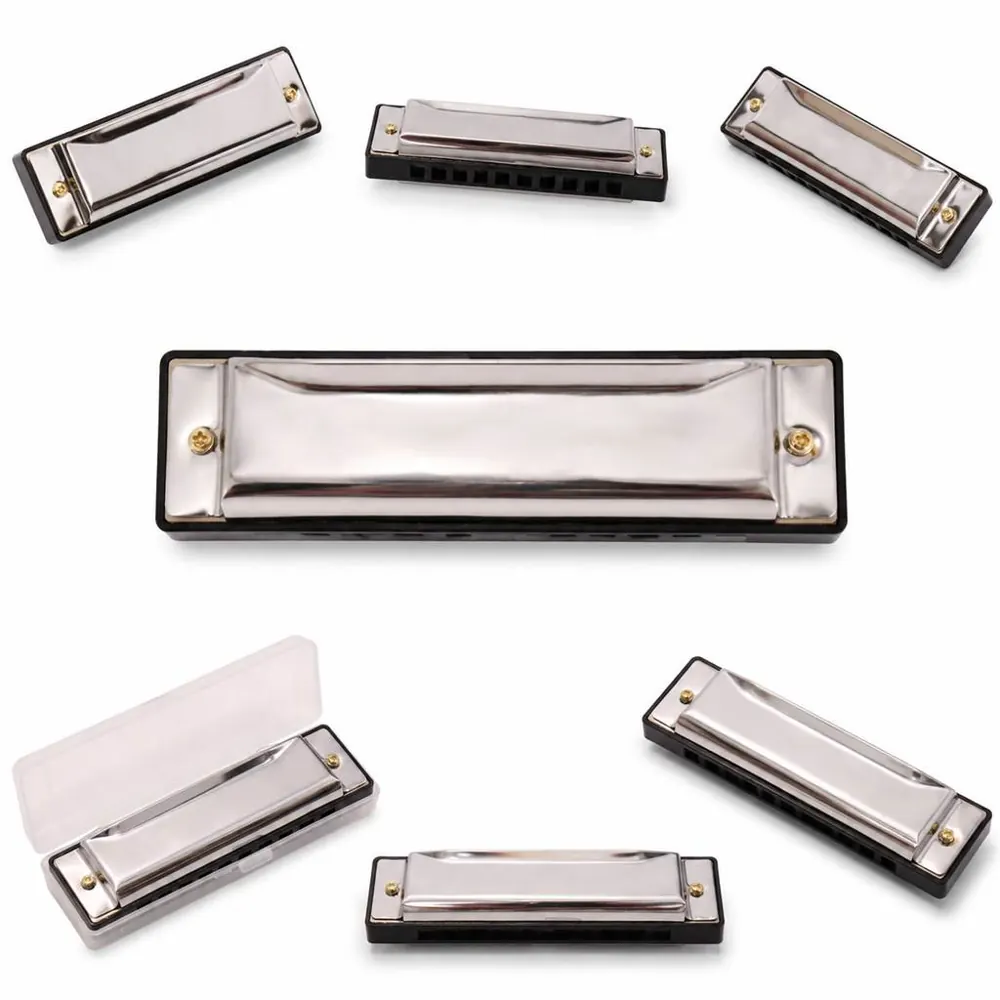 Harmonica Set of 7, Tremolo & 10-Hole Blues with Cases 2