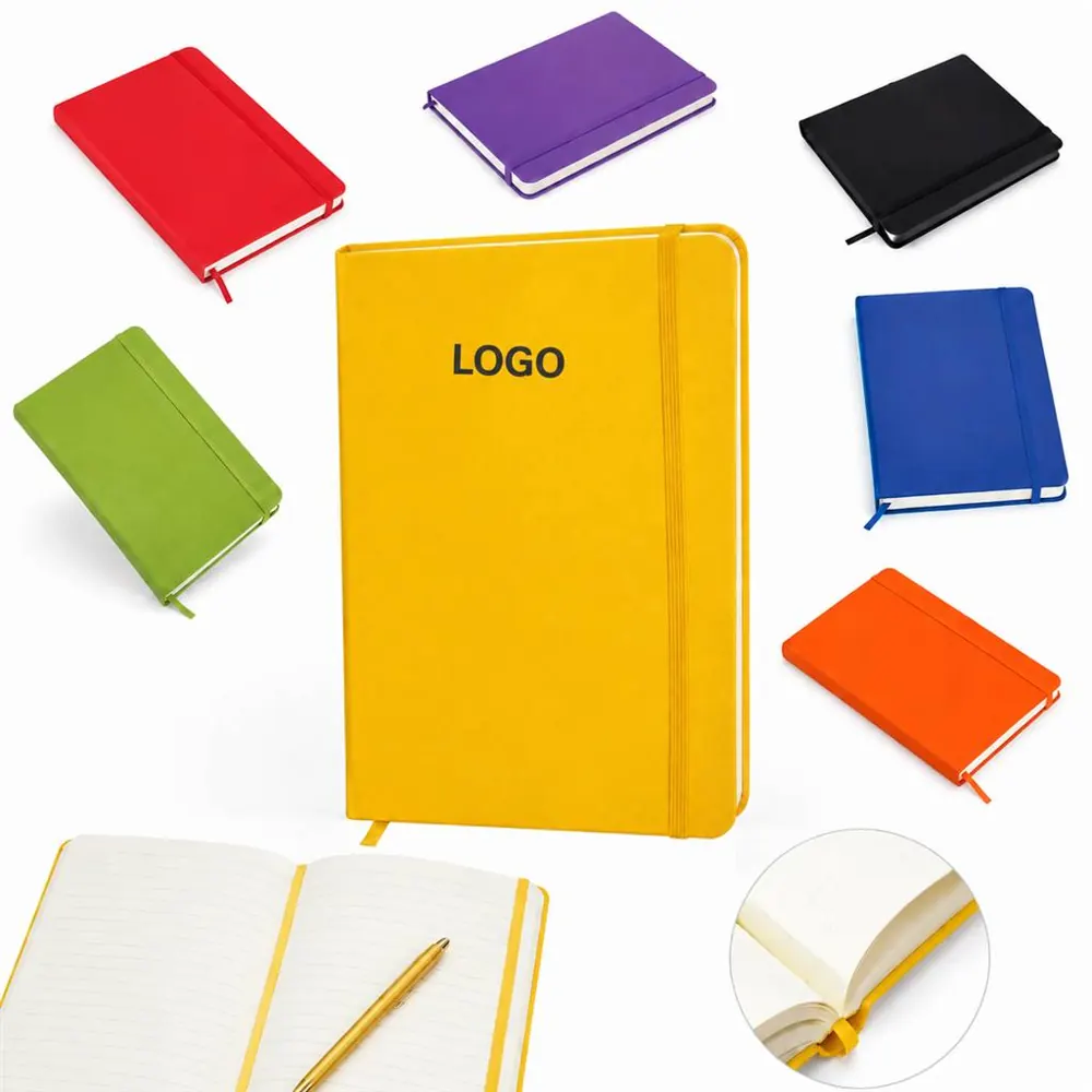 A6 Hardcover Lined Notebook with PU Cover, Pocket-Size