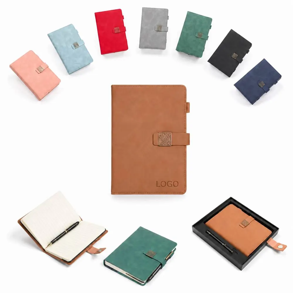 A5 Leather Notebook Set with Pen, Business Gift Box
