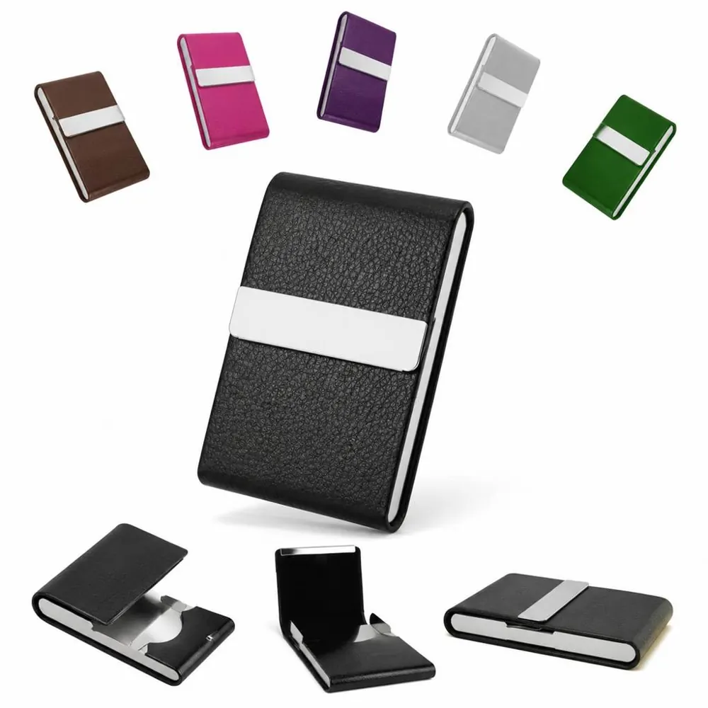 Magnetic PU Business Card Holder with Multiple Slots 2