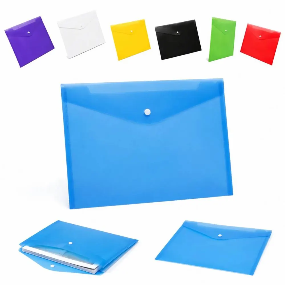 A4 Waterproof PP Document Pouch with Snap Closure 2