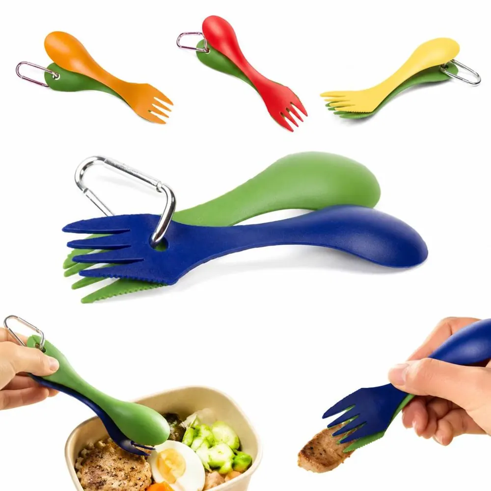 Portable Spork Set with Carabiner for Outdoor Dining 2