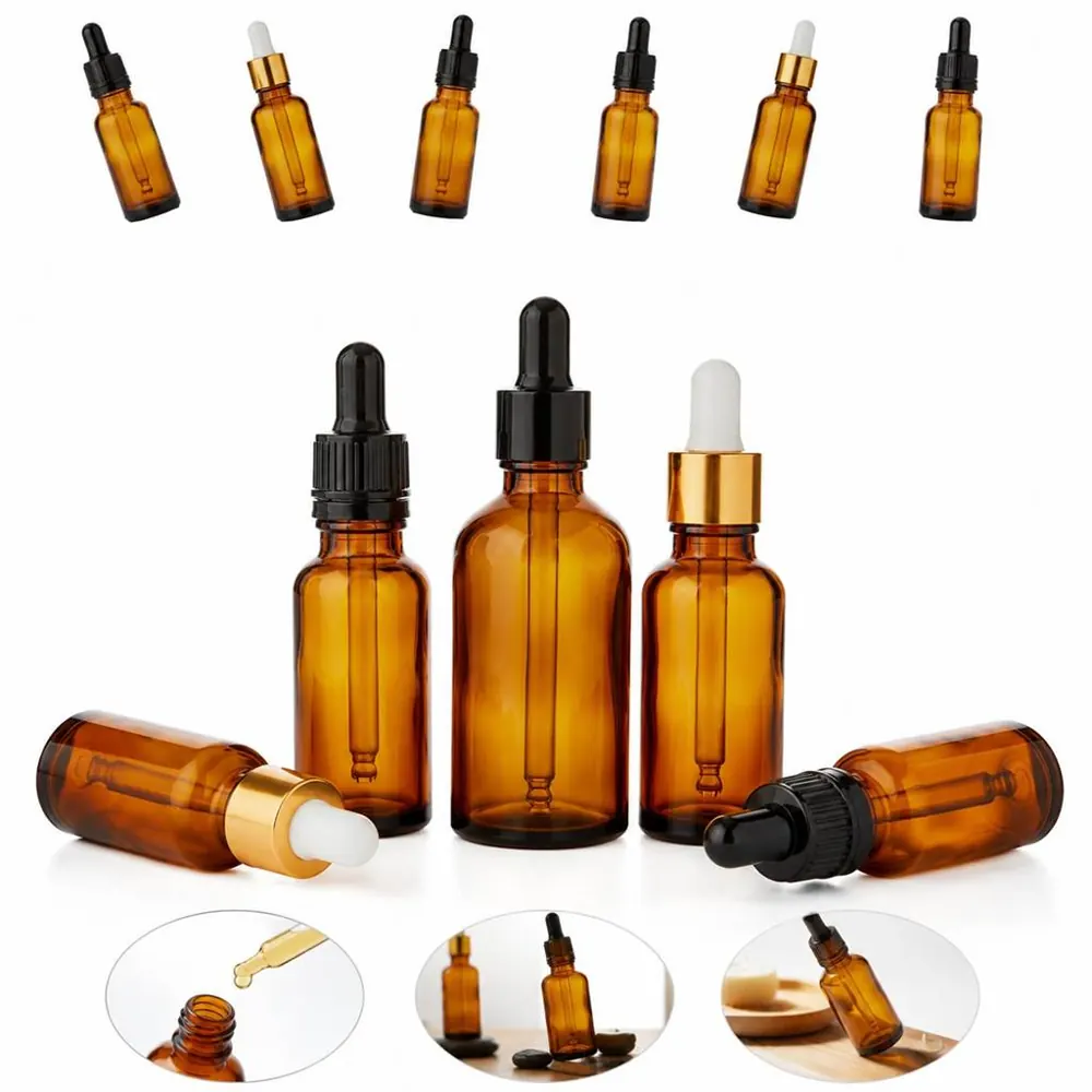 UV-Blocking Glass Dropper Bottles for Essential Oils, 2oz 2