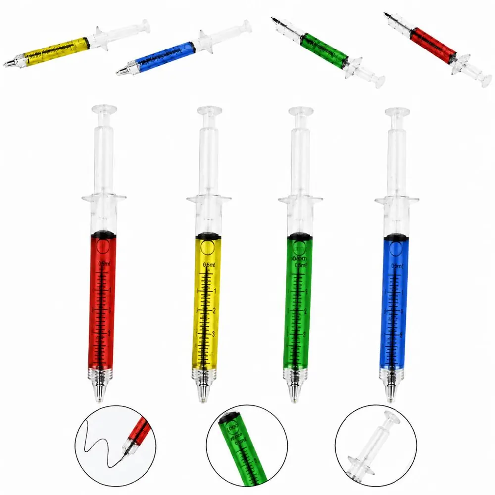 Creative Syringe Pen Novelty Ballpoint with Colorful Ink