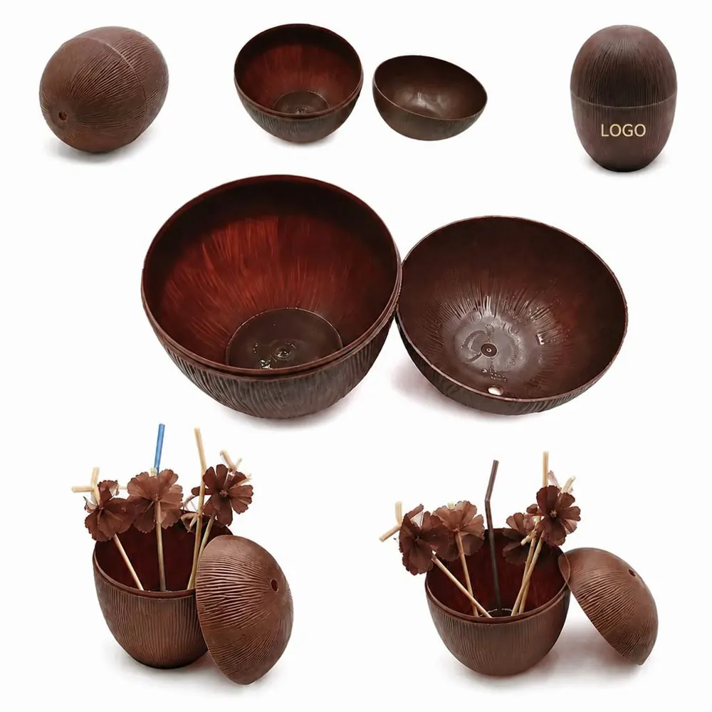 Coconut-Style BPA-Free Tropical Drink Cups, 17oz