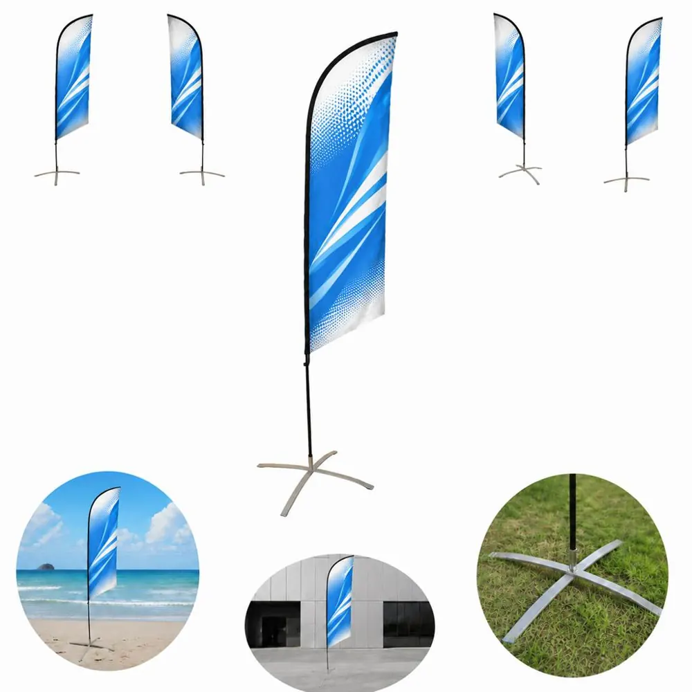 Knife Shape Feather Flag Kit with Cross Base Stand, 11ft 2